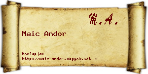Maic Andor névjegykártya